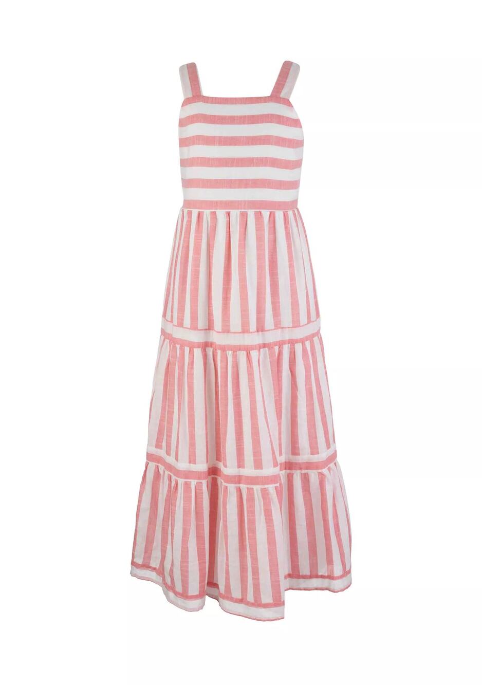 NEW Speechless Maxi Dress Coral Striped Smocked A Line Sleeveless Size 14